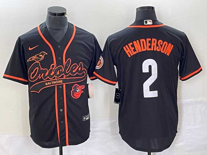 Men%27s Baltimore Orioles #2 Gunnar Henderson Black With Patch Cool Base Stitched Baseball Jersey